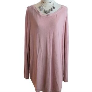 Westport Pink Waffle Knit Side Buttons Sweater Tunic Size 3X
